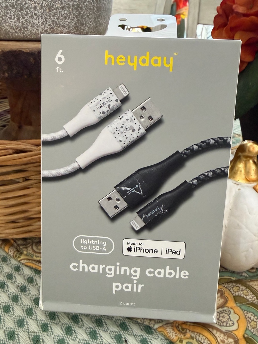 New HeyDay 6 feet 2 pairs USB-A braided Charger Cables